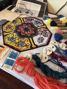 Hand Painted Needlepoint canvas by Sacred Lotus ? Partial Paternayan Yarns Read - Picture 1 of 11