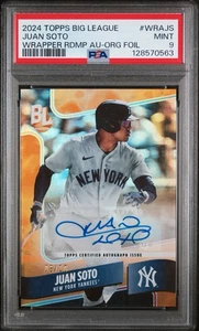 2024 Topps Big League /10 Wrapper Redemption Orange Juan Soto Auto PSA 9 - Picture 1 of 3