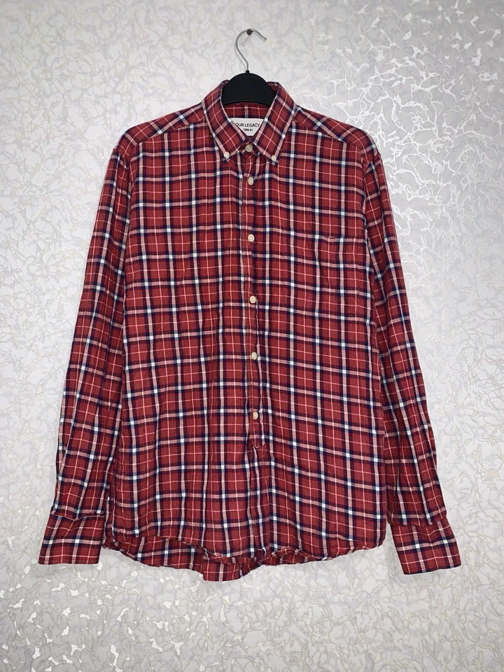 Our Legacy 1980-81 Cotton Shirt Red Tartan Plaid Button Down Men’s Size S - Image 1 of 4