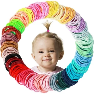 200 Stück kleine Haargummis, keine Falten Babygummis, elastischer Pferdeschwanzhalter...  - Bild 1 von 6