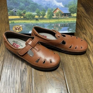 SAS Roamer Comfort Loafer Womens Size 8 M Chestnut Leather Orthopedic Shoes EUC - Picture 1 of 9