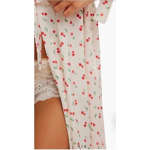 Free People Intimately First Blush Robe Satin Lace Waist Tie Women's Size Small - Picture 1 of 12