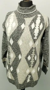 Vintage Womens Jumper LARGE Lambswool Abstract RETRO Crazy Angora Blend Sweater - Picture 1 of 7