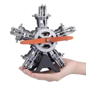 DIY 5 Cylinder Radial Engine Model Kit Scale 1:6 Full Metal 230PC Battery 450mAh - Picture 1 of 21