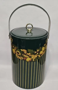 Vintage MCM Georges Briard 11" Tall Vinyl Green Gold Stripes Ice Bucket Rare HTF - Picture 1 of 16