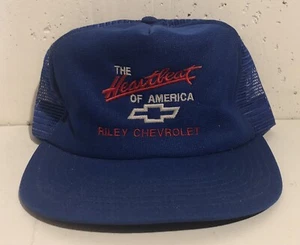 Gorra de camionero Riley Chevrolet HEART BEAT OF AMERICA malla azul NUEVA - Imagen 1 de 2