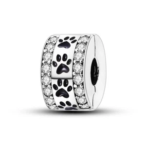 MULA Original Emaille Pfote DIY Charm Clip CZ Für Frauen Armband 925 Versilbert - Bild 1 von 5