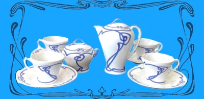 Villeroy & Boch Joseph Maria Olbrich Blaue Olga Jugendstil Tee-Kaffeeservice - Bild 1 von 4