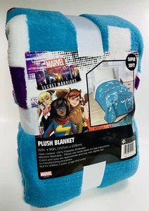 Marvel Throw Secret Warriors Rising Bed Blanket Blue Plush 46x60 inch - Picture 1 of 5