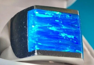 Anillo de ópalo llameante azul marino vivo pesado 9 para hombre prototipo S VIDEO S Foto 1 de 4