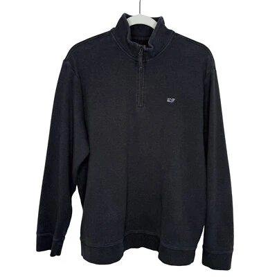 Sudadera Pullover Vineyard Vines Para Hombres Negra 1/4 Cremallera, L Foto 1 de 4