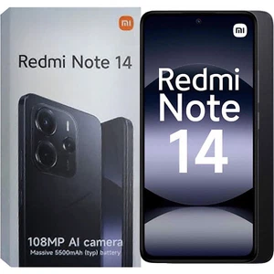 Xiaomi Redmi Note 14 4G Midnight Black 128GB + 6GB Dual-SIM Unlocked SIMFree NEW - Picture 1 of 5