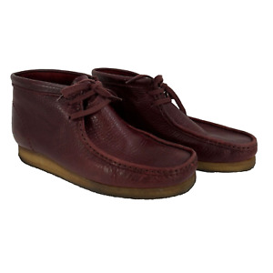 Clarks Wallabees Red Burgundy Pebbled Leather Men’s Size 8 Chukka Boots