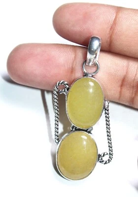 Colgante Joyería Pandant Hecho a Mano Piedras Preciosas Forma Ovalada Calcita Tamaño 1.5 Pulgadas Foto 1 de 4