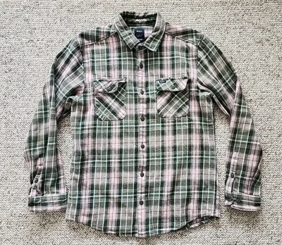 Franela RVCA Para Hombres Mediana Roja Cuadros Ajuste Regular Informal Aire Libre Trabajo Algodón Pesado Foto 1 de 4