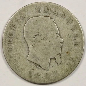 1863-M BN Italia Lire Argento Vittorio Emanuele II - Foto 1 di 2