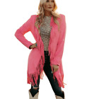 New Scottsdale Womens Barbie Pink Suede Open Front Fringe Tassel Jacket Size 3XL