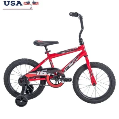 Bicicleta infantil 16 polegadas com rodas de treinamento meninos idades 4 mais durável estrutura de aço vermelha nova - Imagem 1 de 4