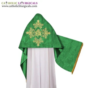 New Green Humeral Veil with IHS Embroidery, Voile Huméral, Velo omeral - Picture 1 of 1