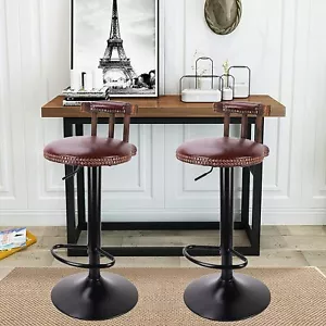 2PCS Tall Kitchen Breakfast Bar Stools Swivel Gas Lift Leather Dining Chair Pub - Picture 1 of 12
