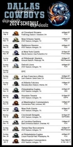 Dallas Cowboys 2024 NFL Football Schedule Refrigerator Magnet 4 by 8 inch - Picture 1 of 1