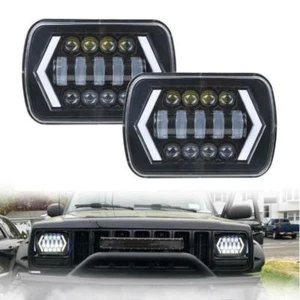 Pair 7x6 5x7 LED Headlights Hi/Low Beam Turn Signal DRL For Toyota Tacoma Pickup - Picture 1 of 11
