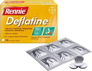 Rennie Deflatine 36 Tabletten kaubar Relief eingeschlossener Wind und aufgeblähter zuckerfrei - Bild 1 von 6