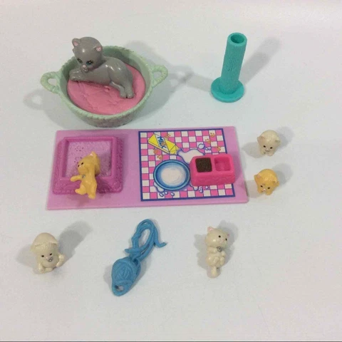 Littlest Pet Shop LPS Mommy & 5 Baby Kitties Kenner 1992 Vintage Complete Set Cover