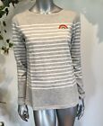 JOULES Harbour Top Size 10 Grey Stripe Embroidered Rainbow NEW FREEPOST OB73