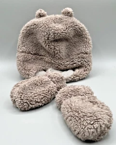 Carter's Baby/Newborn Fuzzy Winter Hat w/Ears and Mittens Set, Gray, 0-9 Months - Picture 1 of 8