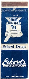 Eckerd'a Drug Stores FS copertina vuota per libro di fiammiferi blu - Foto 1 di 3
