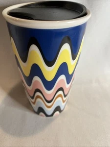 Starbucks Kaffee Keramik Tumbler 12oz Groovy Wavy Multi Color Travel Mug mit Deckel - Bild 1 von 14