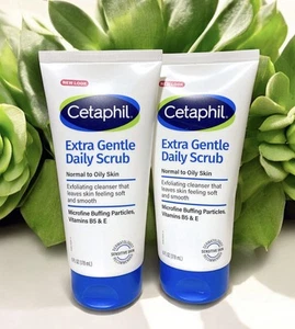 2 CETAPHIL EXFOLIATING FACE WASH GENTLE DAILY SCRUB Normal to Oily Skin 6oz Each - Picture 1 of 1