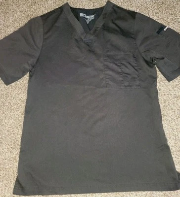 Blusa Médica Grays Anatomy Clásica Para Hombre 3 Bolsillos Cuello Sólido Negra Pequeña 0103 Foto 1 de 4
