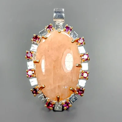 Jewelry gem 43 ct Natural Morganite Pendant 925 Sterling Silver  /NP50917 - Image 1 of 4