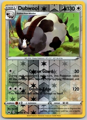 Dubwool Reverse Holo Uncommon SWSH01: Sword & Shield Base Set 154/202 NM - Image 1 of 2