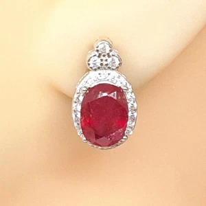 World Class 2.70ctw Ruby & White Sapphire 925 Sterling Silver Earrings - Picture 1 of 4