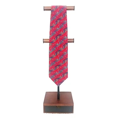 Corbata Charleston 100% Seda 58" x 4" Hecha en Italia Diseño Remolino Cachemira Roja Foto 1 de 4