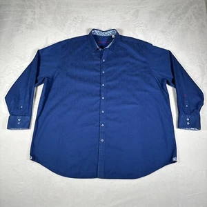 Robert Graham Shirt Men Size 3XLT Flip Cuff Long Sleeve 100% Cotton Royal Blue - Picture 1 of 11