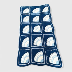 Copridivano afgano blu bianco all'uncinetto schienale conchiglie ragnatele ventilatore 86"x46" - Foto 1 di 10