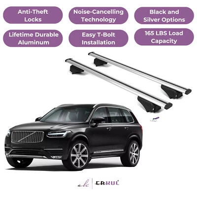 ERKUL Roof Rack Cross Bars for Volvo XC90 2016-2026 with Flush Rails - Silver - Image 1 of 4