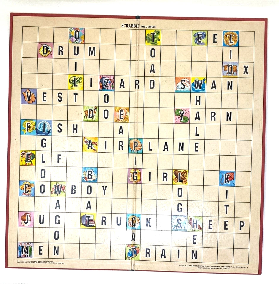 Scrabble for Juniors Edition 2 1964 Game Board ~ Selchow & Righter - GOOD - Image 1 of 3