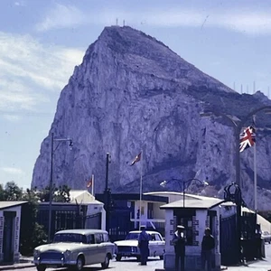 RETRO Film Photo Slide 70s Junk Art Gibraltar Crossing Spain Spanish Border - Picture 1 of 3