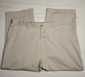Nautica Clipper Pants Mens Size 42x24.5 Flat Front Tan Chino Khakis Straight Leg - Picture 1 of 12