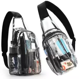 Clear Sling Shoulder Bag Stadium Approved Cute Fashion Crossbody Clear Backpack - Picture 1 of 12