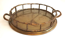 Vintage Brass Faux Bamboo Vanity Tray with Rails Hollywood Regency 6"