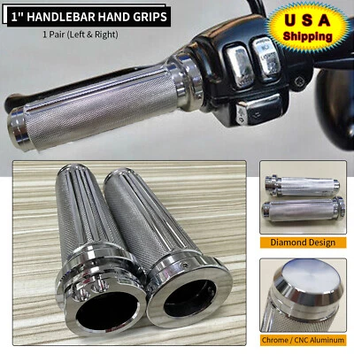 Empuñaduras de manillar Diamond de 1" L&R para Harley Dyna Softail Sportster XL883 1200 Foto 1 de 4