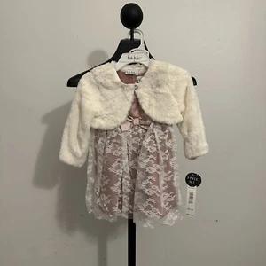 NEW NWT Nicole Miller girls size 18 months formal dress and fur shrug set PRETTY - Picture 1 of 3