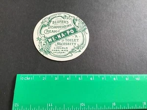 Blumers Disappearing Cream We-Na-Po  Lincoln Chem Chicago vintage label R34078 - Picture 1 of 2