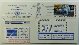 1970 Rocket Research Institute Rocket Post Flight XXX First Man on the Moon - Picture 1 of 2